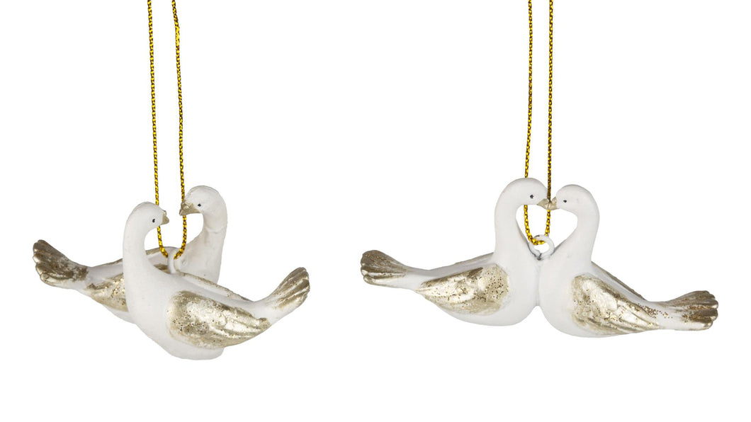 Resin Dove Ornament White & Gold