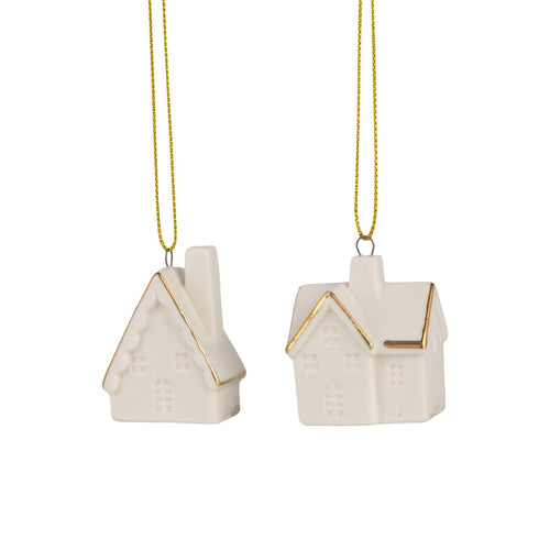 Ceramic White & Gold House Ornament