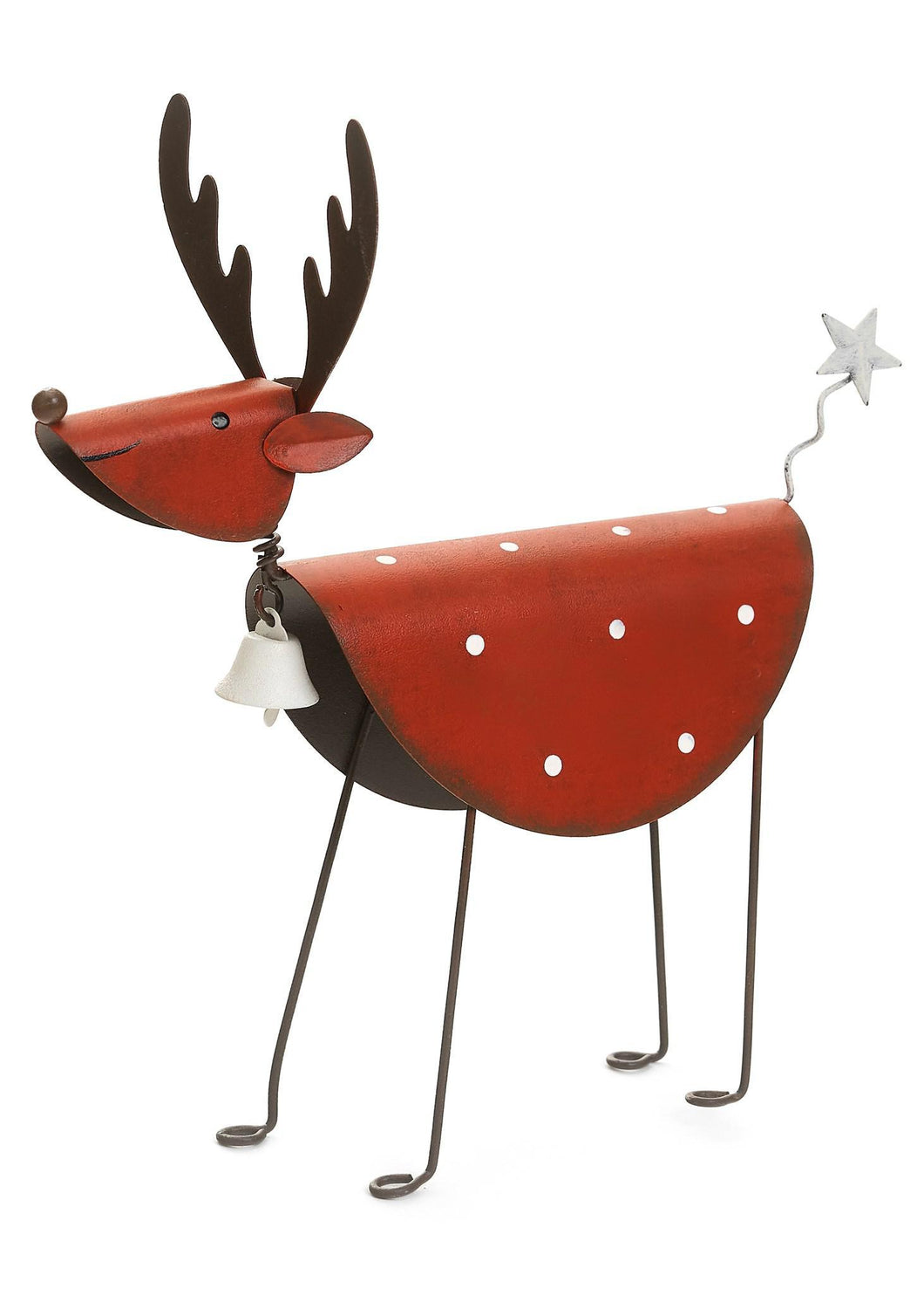 Red Metal Deer with Polka Dots