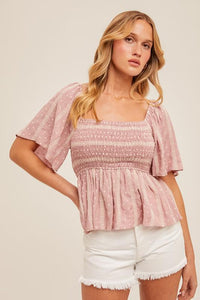 Pink Leslie Embroidered Top