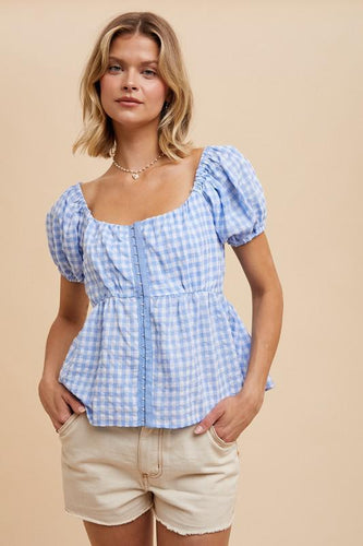 Powder Blue Babydoll Top