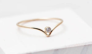 Petite Crystal Chevron Ring