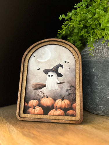 Ghostie Witch Arched Top Cottage Art