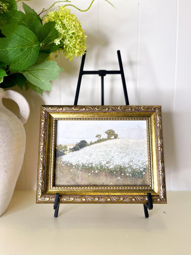 Vintage Floral Field Artwork | Gold Antique Filigree Frame