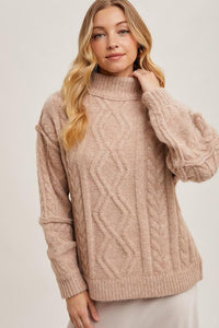 Latte Tinsley Cable Knit Sweater