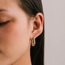 Load image into Gallery viewer, Gold Paperclip Puff Hoop Earrings