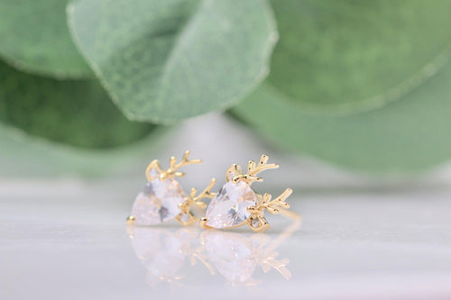 Gold Reindeer Studs