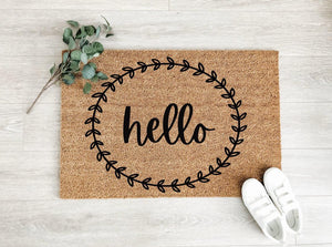 Hello Laurel Wreath Doormat