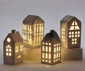 LED Enchanted White Christmas Houses