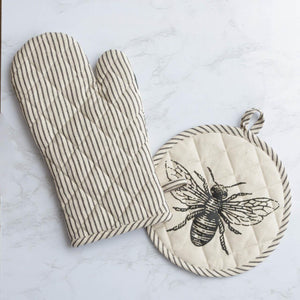Neutral Bee Oven Mitt & Pot Holder