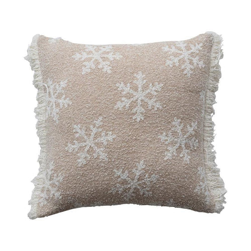 Neutral Fuzzy Snowflake Pillows