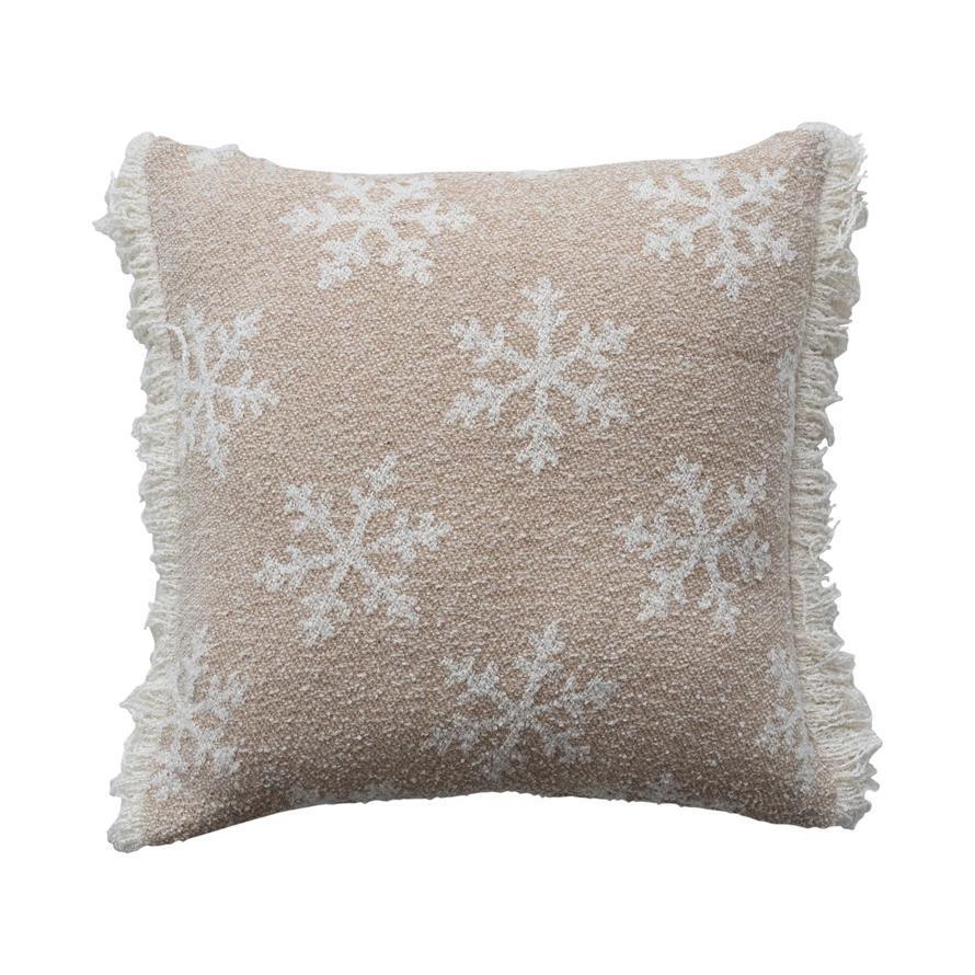 Neutral Fuzzy Snowflake Pillows