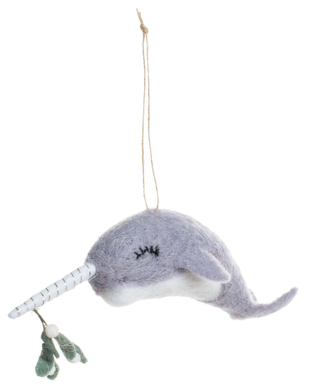 Mistletoe Narwhal Ornament