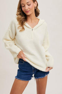 Cream Amber Half Zip Knit Pullover