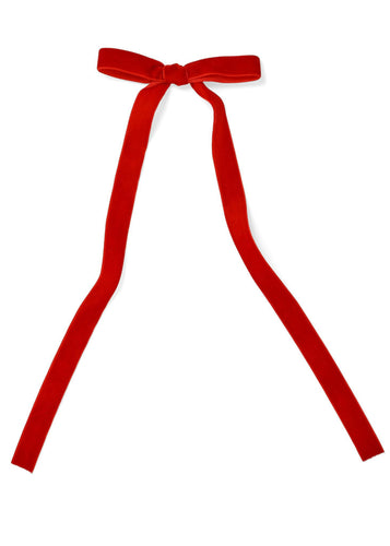 Thin Red Velvet Bow Clip