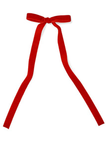 Thin Red Velvet Bow Clip