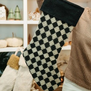 Black Check Weave Stocking