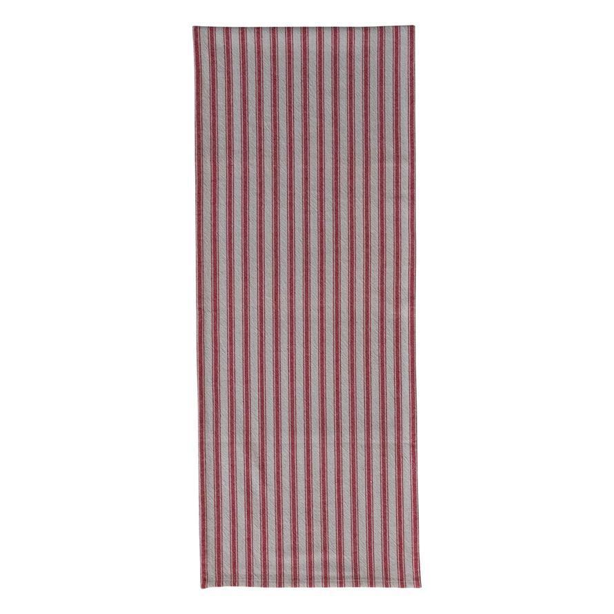 Muted Red Ticking Stripe Table Runner