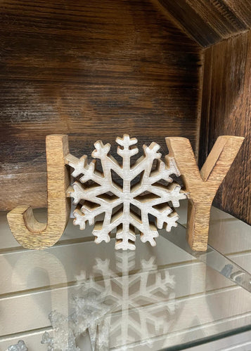 Whitewash JOY Snowflake Sign