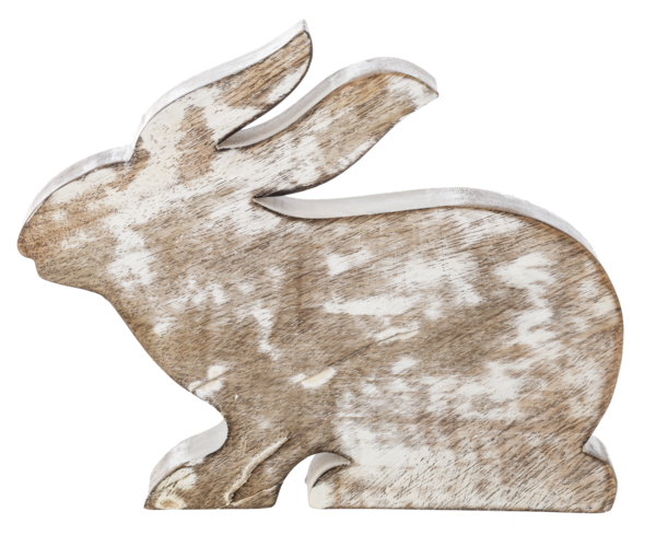 Whitewash Wood Bunny Figurines