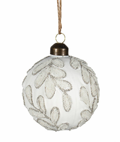 Silver Glitter Leaves Ornament