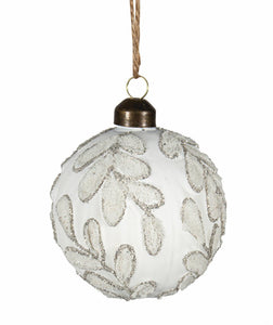 Silver Glitter Leaves Ornament