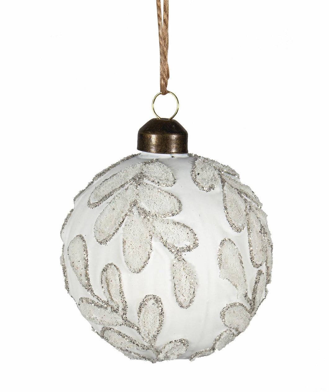 Silver Glitter Leaves Ornament