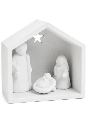 White Cement Nativity Scene