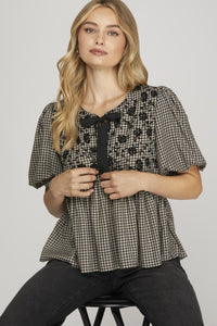 Florence Black Gingham Top