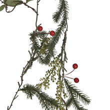 Load image into Gallery viewer, Pine &amp; Mistletoe Garland with Red Berries