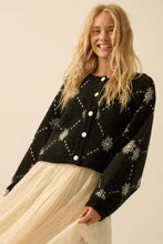 Load image into Gallery viewer, Black Cozy Snowflake Sweater