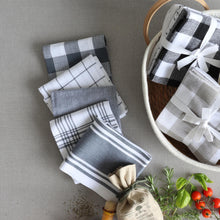 Load image into Gallery viewer, Multi Stripe Black Tea Towels
