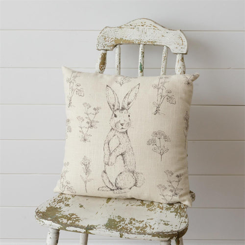 Rabbits & Wildflowers Pillow