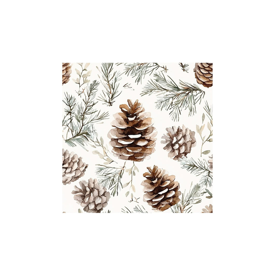 Frosted Pinecone Printed Cocktail Napkin