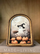 Load image into Gallery viewer, Ghostie Witch Arched Top Cottage Art