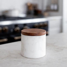 Load image into Gallery viewer, White Marble Jar with Acacia Wood Lid