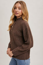 Load image into Gallery viewer, Mocha Henley Front Button Sweater