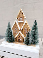 Load image into Gallery viewer, LED Natural Wooden House with 4 Trees