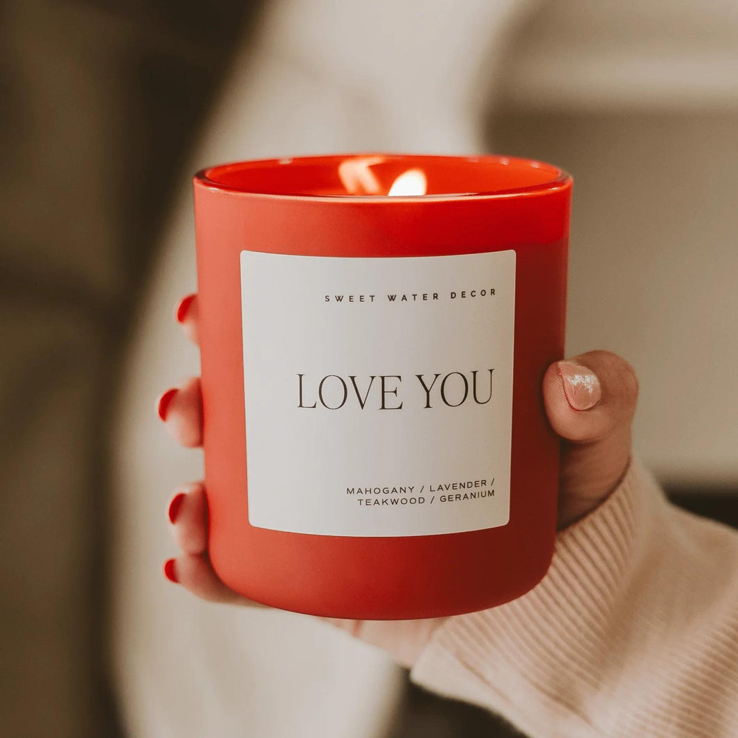 Love You Red Matte Candle