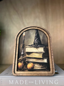 Halloween Books Arched Top Cottage Art