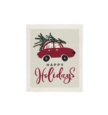Happy Holidays Car Sponge Cloth