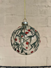Load image into Gallery viewer, Clear Green &amp; Berry Decal Ornament