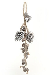 Long White Frosted Pinecones Rope