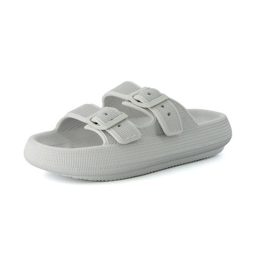 Grey Buckle Slides