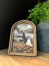 Load image into Gallery viewer, Moody Ghost House Arched Top Cottage Art