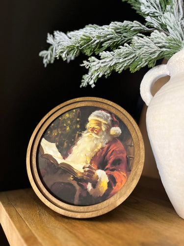 Nostalgic Reading Santa Cottage Art