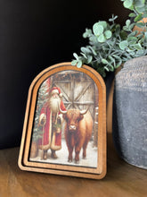 Load image into Gallery viewer, Highland Santa Arched Cottage Art