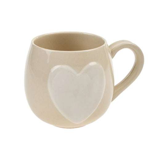 Cream Big Heart Mug