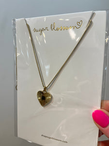 Large Heart Charm Box Chain Necklace