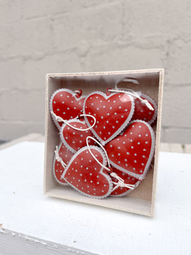 Red Iron Hearts Set of 8 in Box